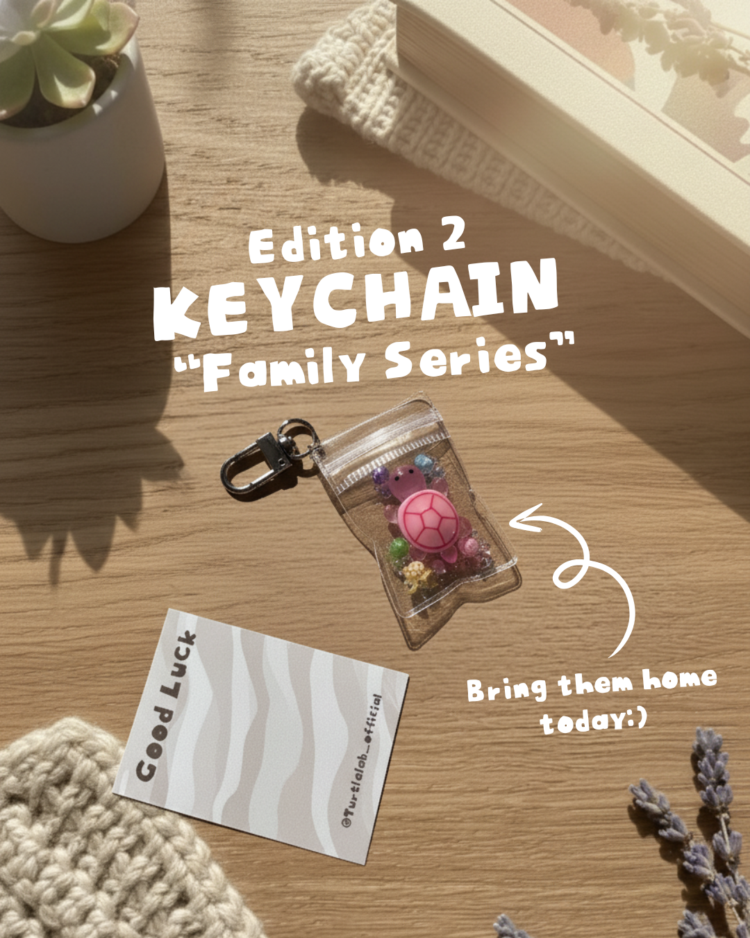 Mini Cute Turtle Keychain - Family Edition